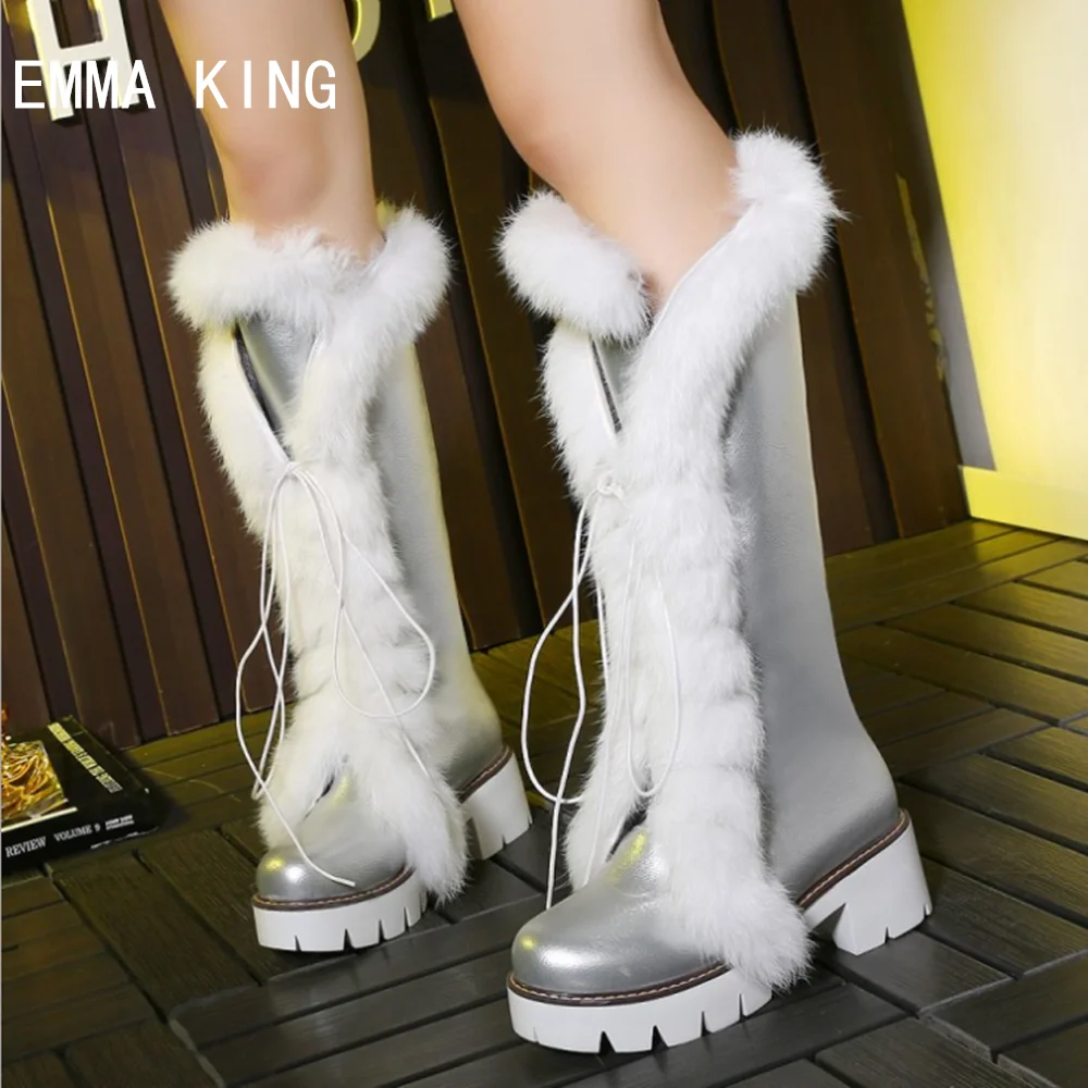 2019 New Winter Lacing knee high boots Keep Warm Fashion shoes For Sexy Women Round Toe Snow Shoes Riding Boots