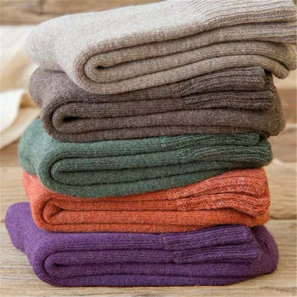 Women Winter Multicolor Plus Velvet Thick Cotton Socks Harajuku Japanese Casual Fashion Trend Funny Candy Color Cute Crew Socks