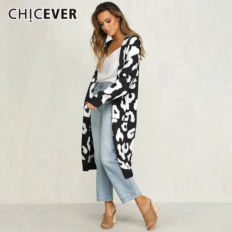Женский вязаный кардиган CHICEVER свободный джемпер с длинным рукавом повседневный