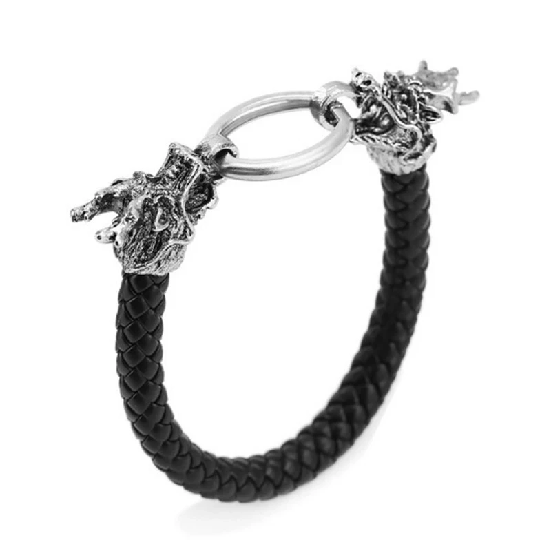 Мужские черные прочные кожаные браслеты в стиле панк рок готический череп