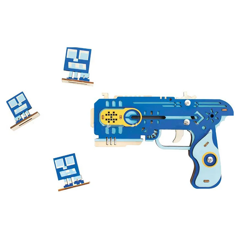3D Трехмерная деревянная мозаика имитация дерева детский пистолет с резиновой