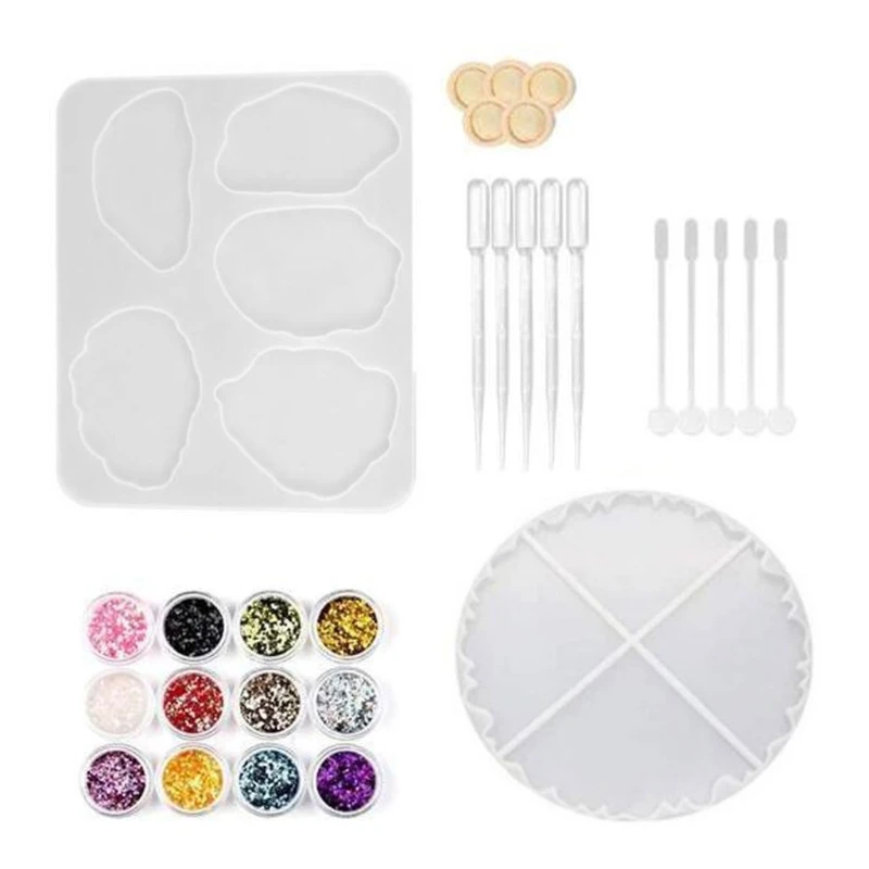 

1 Set Crystal Epoxy Resin Mold Coaster Cup Mat Pad Casting Silicone Mould DIY Crafts Jewelry Making Tools