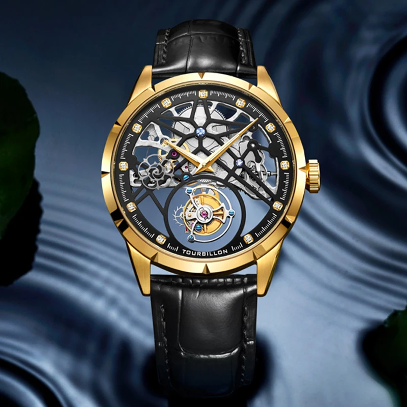 Tourbillon Роскошные мужские наручные часы AESOP Sapphire 5 бар водонепроницаемые из
