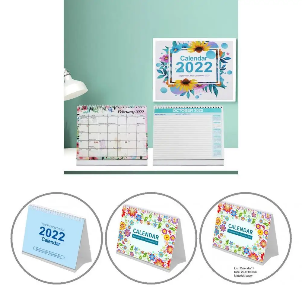 

Long Lasting Portable Flip Type 2022 Monthly Calendar Desktop Decor for Home