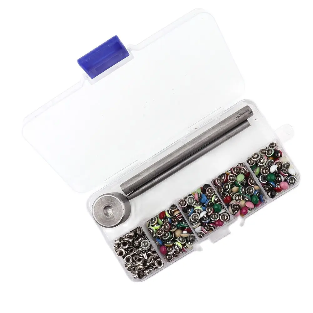 180 комплектов красочных двойных заклепок, металлические шпильки, заклепки для кожевенного ремесла с 1 набором инструментов 8 мм для рукоделия, одежды, обуви, ремней, декора