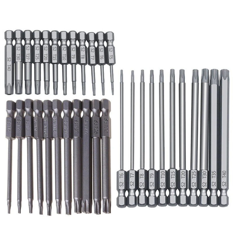 

11/12pcs Tamper Proof Security Drill Bit Set Torx Screwdriver Flat Head 1/4" Hex