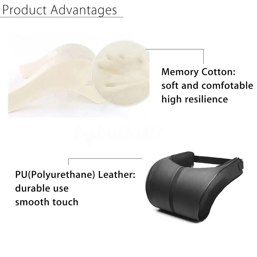 

Car Neck Pillow Car Leather Memory Foam Pillow Seat Head Neck Head Rest Cushions Travel