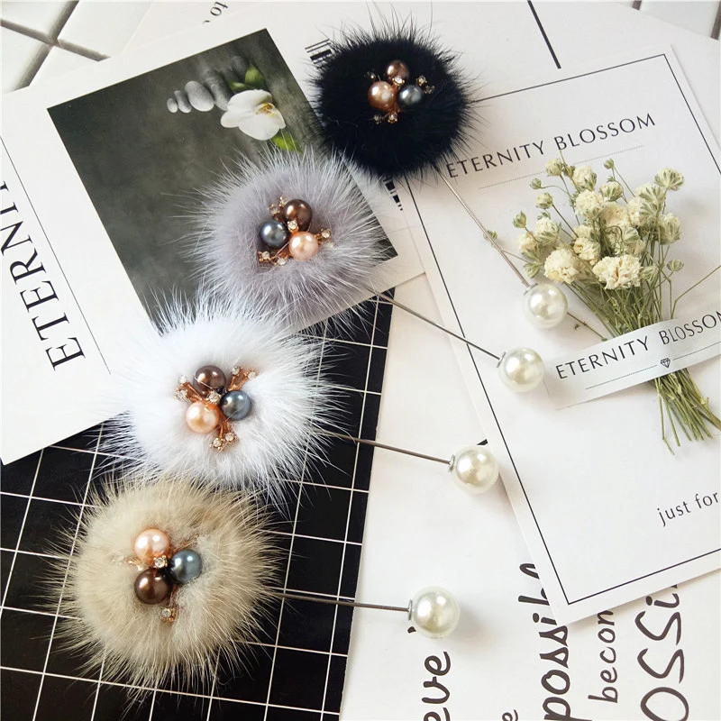 Женская Брошь с помпоном в Корейском стиле металлическая брошь металлическим