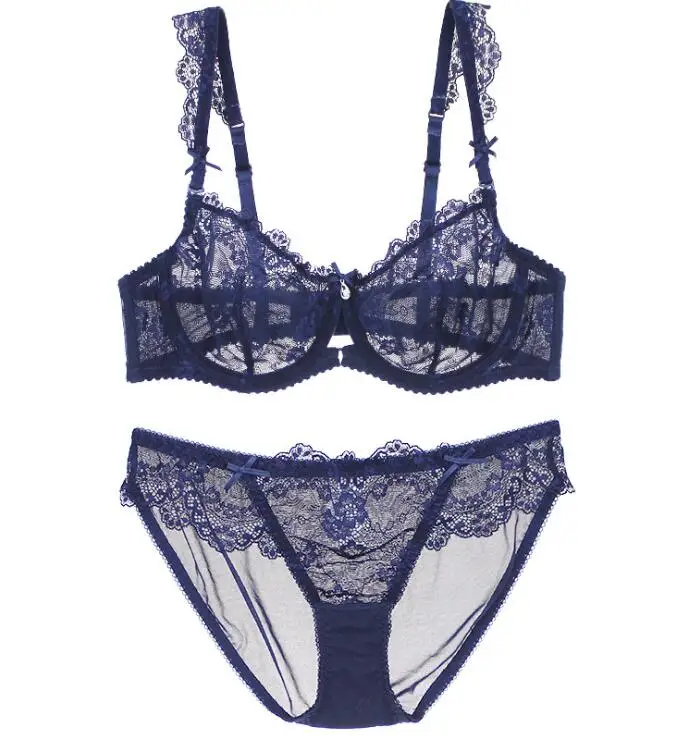 Прозрачный женский кружевной бюстгальтер на косточках с цветочной вышивкой и