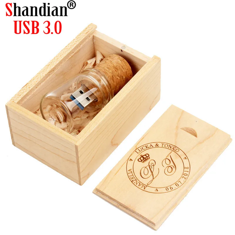 SHANDIAN деревянная пробковая бутылка для дрифтинга usb3.0 флэш-накопитель 4 ГБ 16 32 64