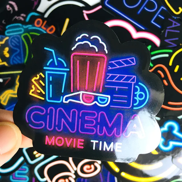 10/30/50PCS Creative Neon Lights Stickers For Waterproof Decal Laptop Motorcycle Luggage Snowboard Fridge Phone Car Sticker 2