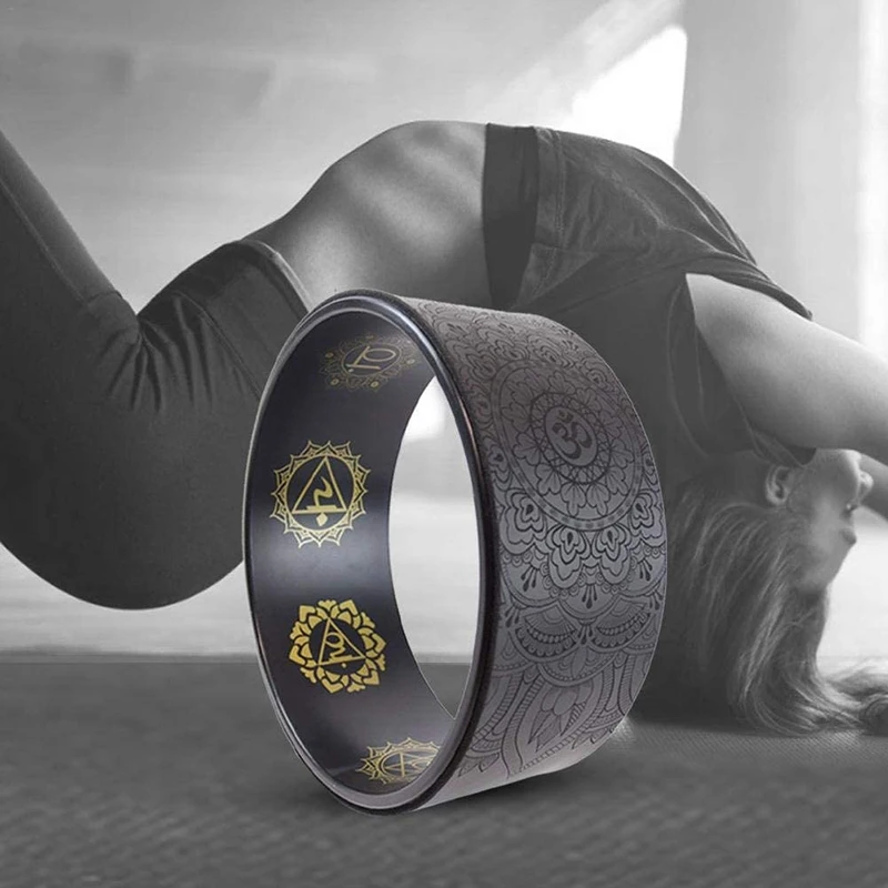 

Yoga Wheel Natural Yoga Auxiliary Wheel Massage Mandala Pattern Wheel Backbend Artifact Pilates Yoga Circle