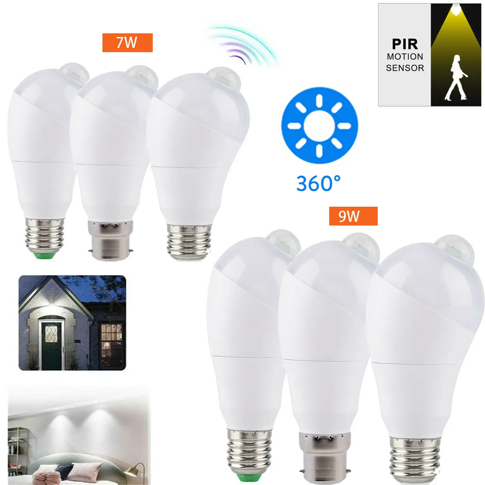 

PIR LED Motion Sensor Light Bulb 5W 7W E27 B22 Rotate Infrared For Corridor Cold Warm White Home Light Super Bright Lamp Bulb