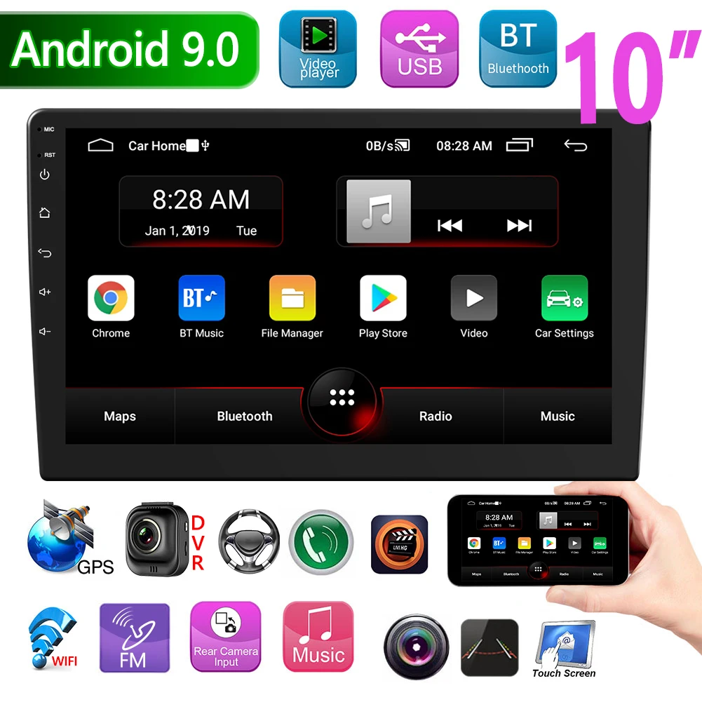 Автомагнитола 2 DIN 10 дюймов Android 9 0 GPS-навигация Bluetooth Wi-Fi | Автомобили и мотоциклы