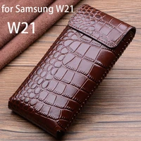 luxury genuine leather case for samsung w21 cases hold phone book cover bags for samsung w2018 w2019