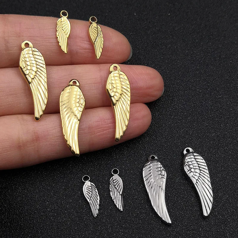 Золотые Крылья ангела Подвески из нержавеющей стали для рукоделия материалы