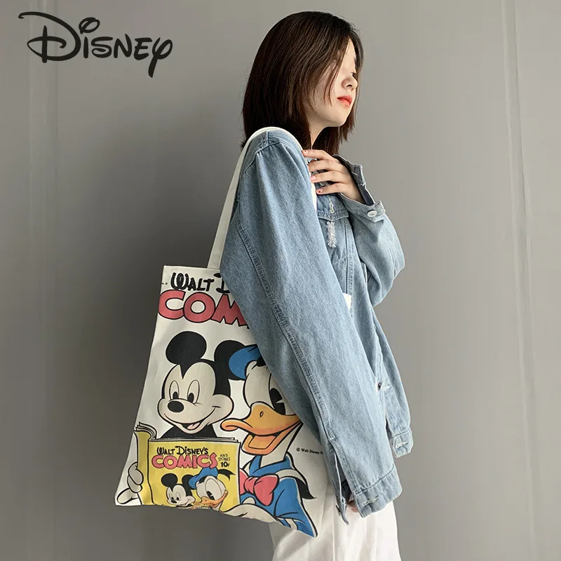 

Disney Cartoon Mickey Ladies Shoulder Bag Fashion Casual Large-capacity Storage Bag Canvas Wild Donald Duck Student Shoulder Bag