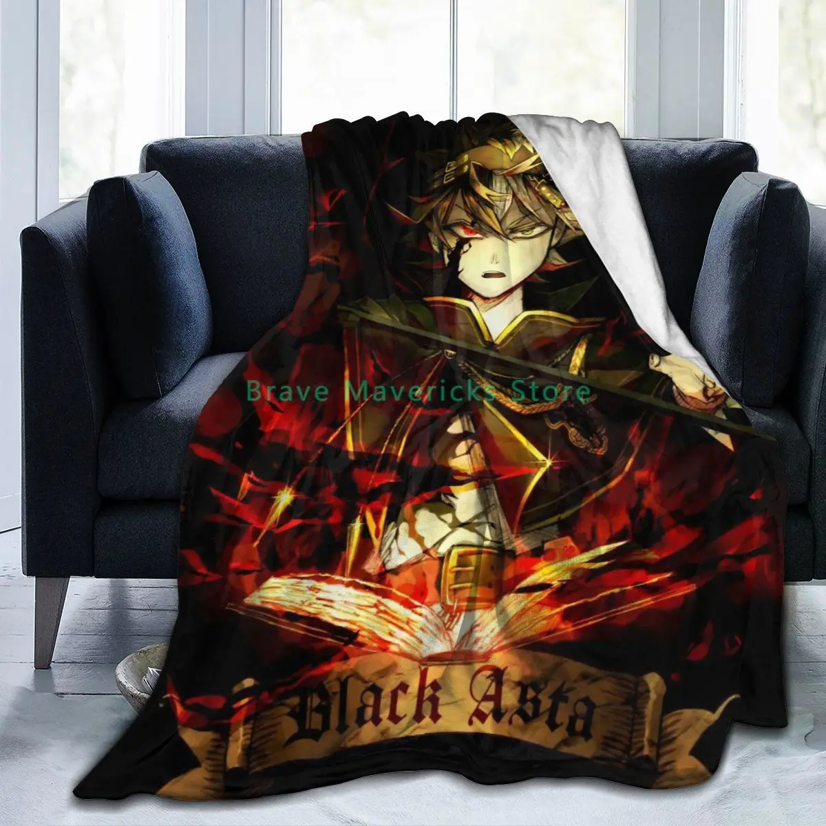 

-funny Anime Blackclover 3D printing printed blanket bedspread blanket retro bedding square picnic wool soft blanket Quick Dry