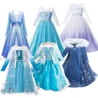 Лидер продаж, платье Снежной Королевы Эльзы для девочек, нарядный костюм принцессы для косплея на Хэллоуин, детские платья, женская одежда