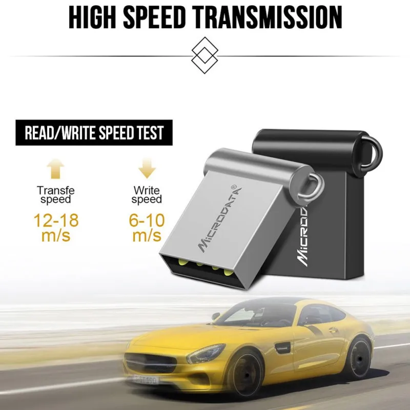 Автомобильный USB флэш-накопитель 64 г 32 16 8 4 USB2.0 металлическая карта памяти