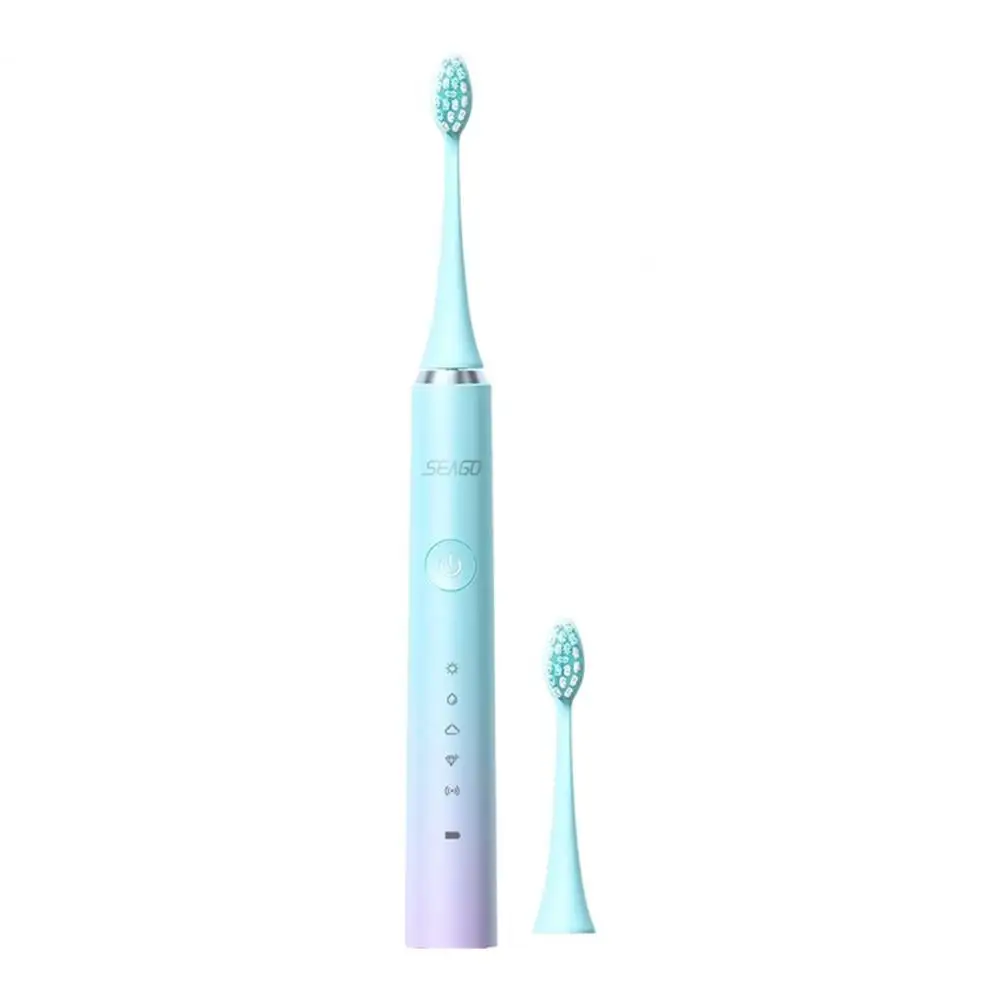 

1Set Oral Brush Teeth Cleaner Efficient USB Charging ABS Rechargeable Sonic Electric Toothbrush 2 Brush Heads for Couple