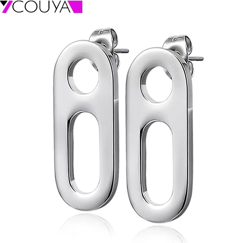 

Surgical Stainless Steel Stud Earring For Women Gold Silver Color Hollow-out Pattern Oval Earrings Stud Engagement Jewelry