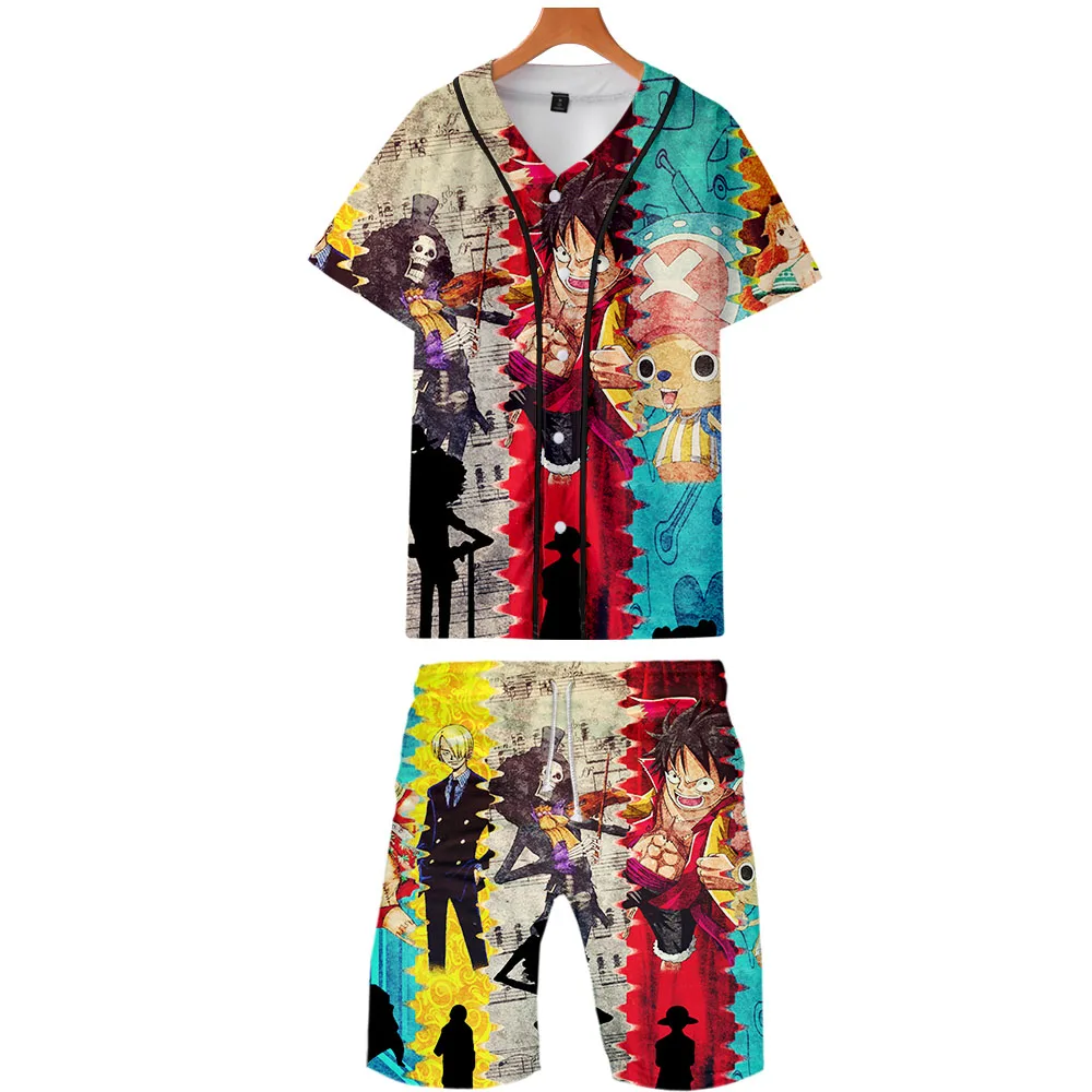 

ONE PIECE STAMPEDE 3D Printed Two Piece Set Summer Baseball T-shirts+Casual Shorts Fashion 2019 Trendy Streetwear Clothes