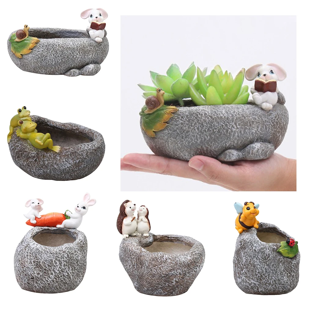 

Resin Succulent Planter Mini Flower Pots Indoor Desktop Decor Creative Gifts