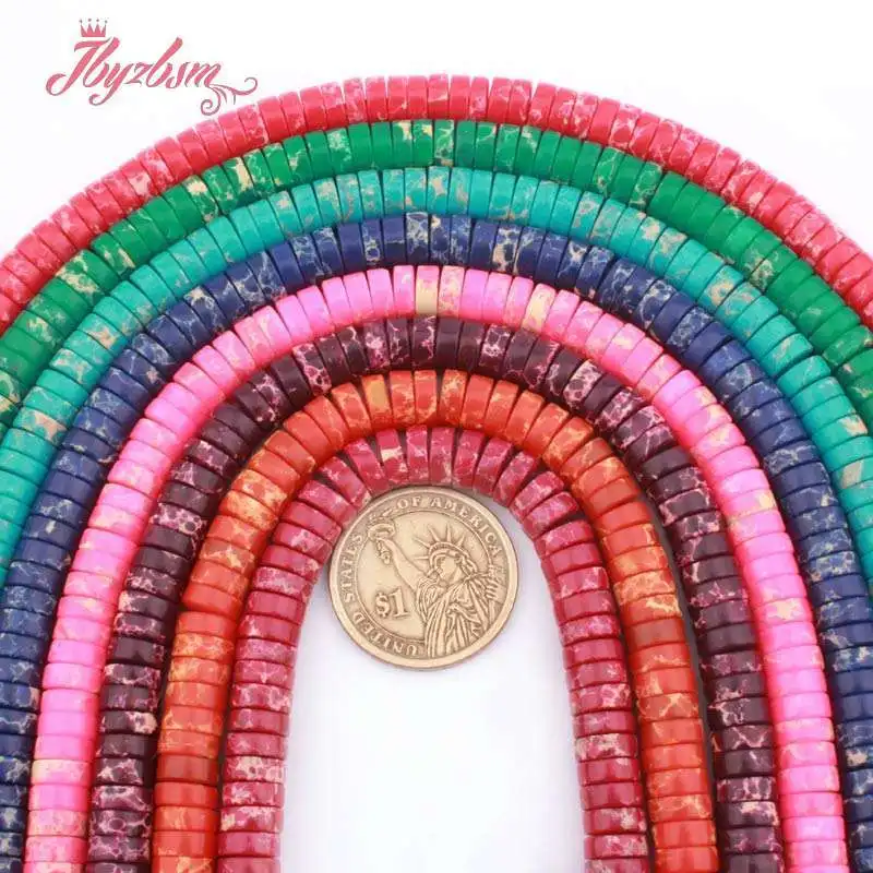 

3x8mm Heishi Spacer Beads Sea Sediment Imperial Jaspers Stone for Women Men DIY Accessorie Necklace Bracelet Jewelry Making 15"