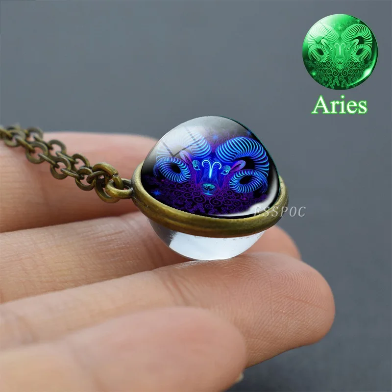 Светящаяся в темноте цепочка на свитер с 12 созвездиями стеклянный шар Подвеска