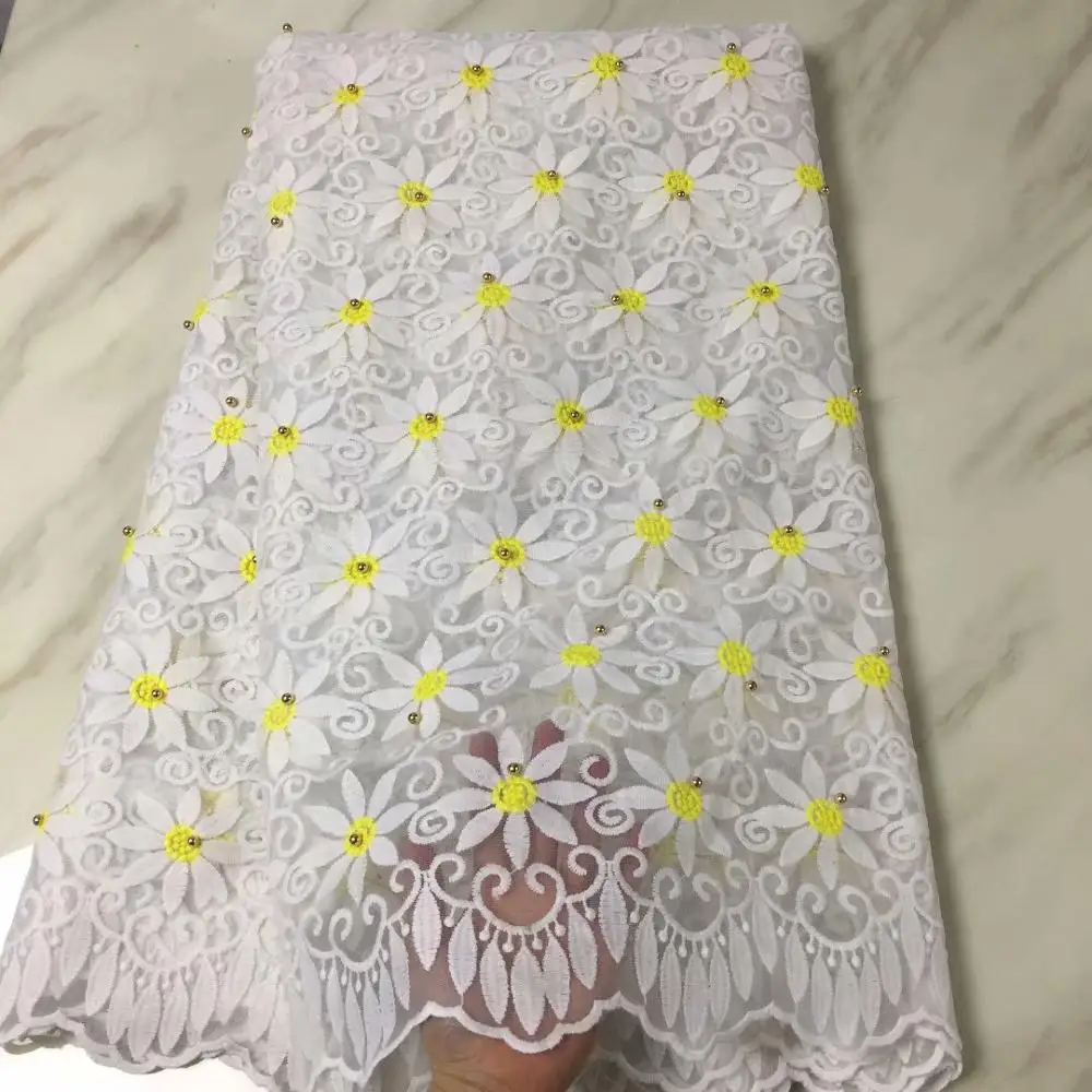 2019 African Tulle Lace Fabrics High Quality Swiss Voile Embroidered Nigerian with Beads For Wedding Party | Аксессуары для одежды
