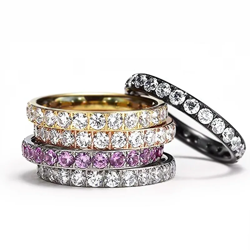 

Simple and Classic Women Promise Ring Wedding Party Micro Paved Round Zircon Stone Low-key Daily Wearable Ring Hot