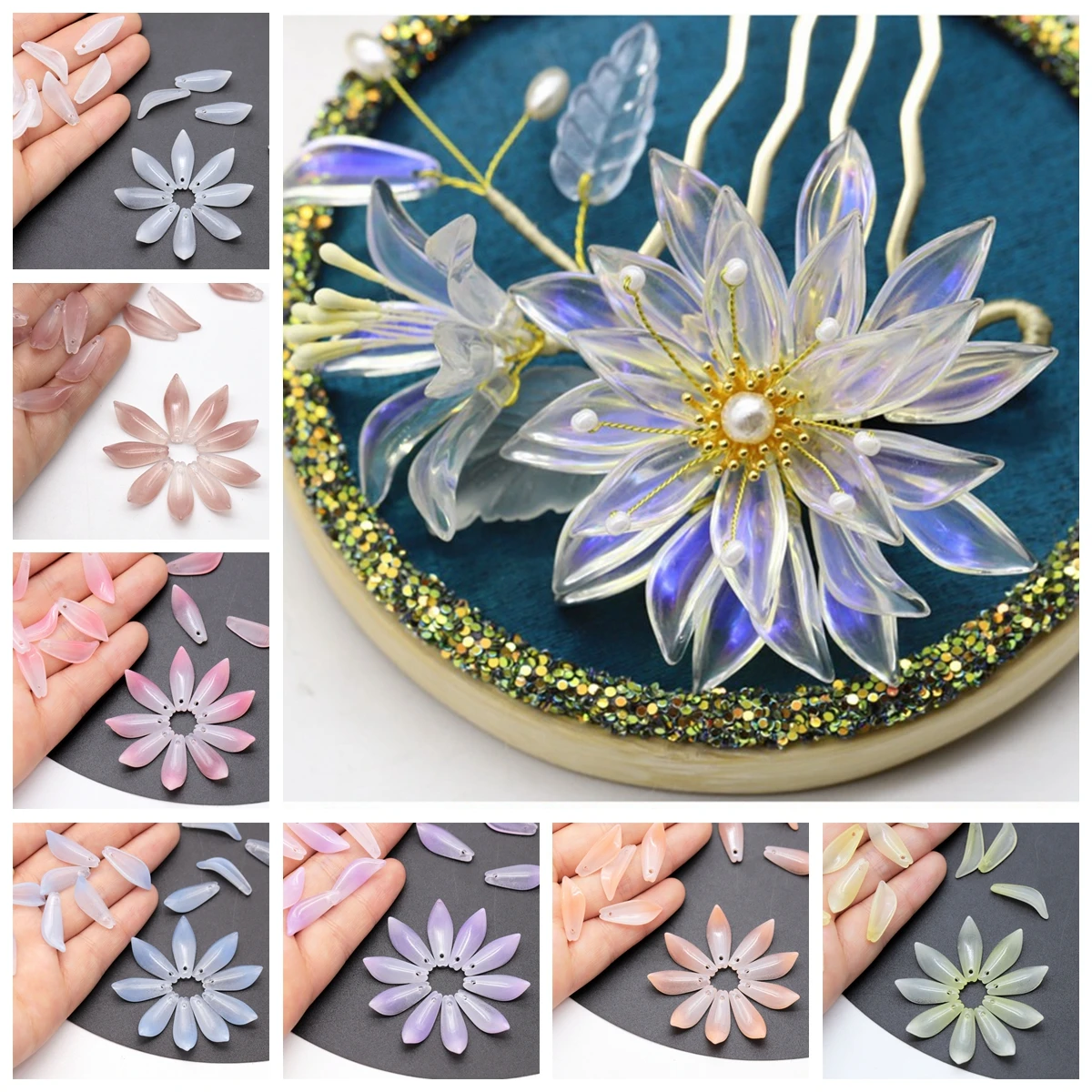 10 шт. 22x8 мм Цветочный лепесток лампворк из хрустального стекла свободный верх с отверстиями Подвески Бусины