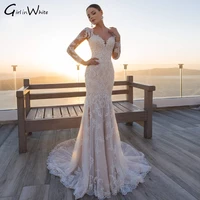 vestido de noiva mermaid lace mermaid wedding dress sexy illusion back bridal robe bride to be court train robe de mari%c3%a9e