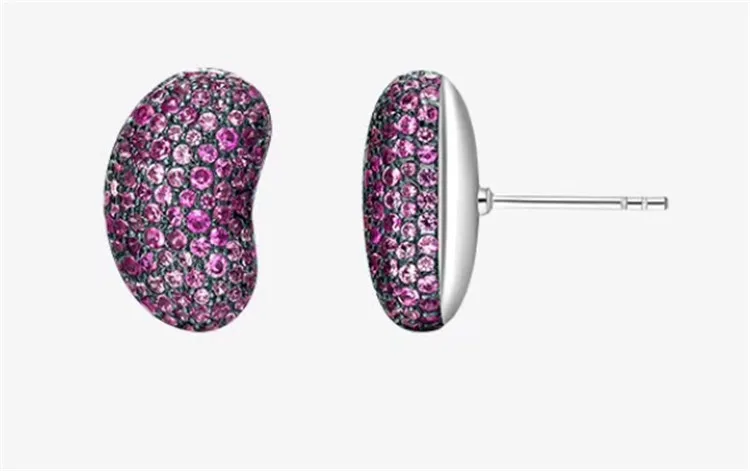 Милый дизайн зеленый фиолетовый голубой Цветной цирконами Jelly Bean серьги со