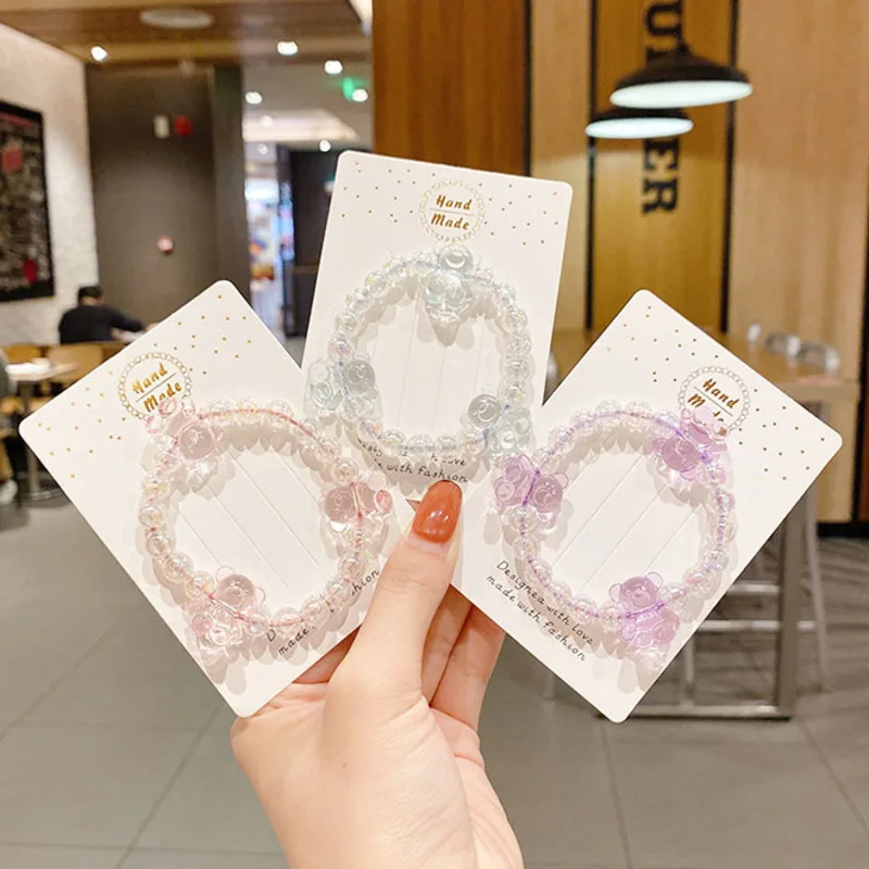 

New Girls Crystal Hair Bands South Korea Personality Hair Circle Hair Rope Beads Bracelet Head Rope Female Headdress OH2402
