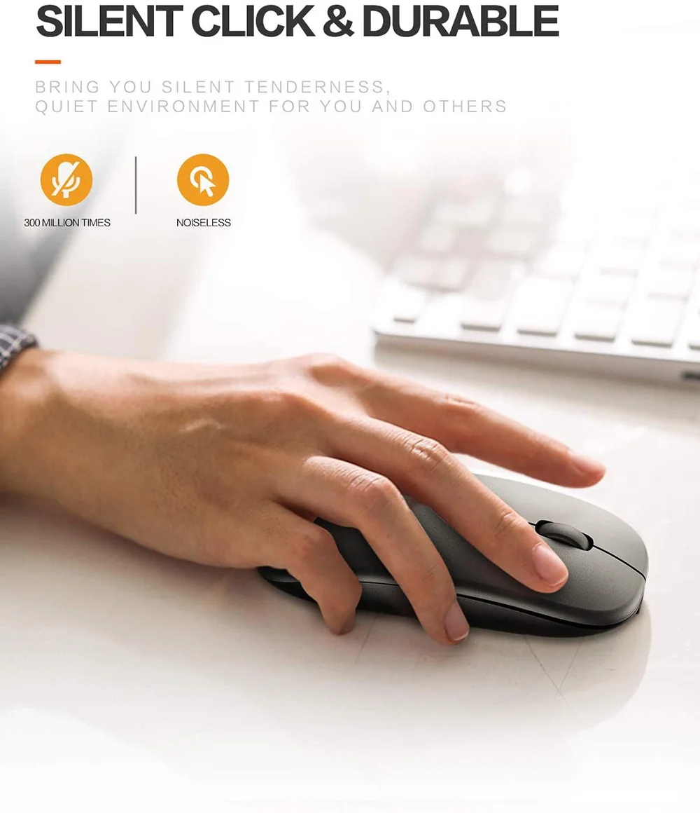 

Wireless Rechargeable Mouse For Laptop Computer PC, Slim Mini Noiseless Cordless Mouse, 2.4G Mice For Home/Office