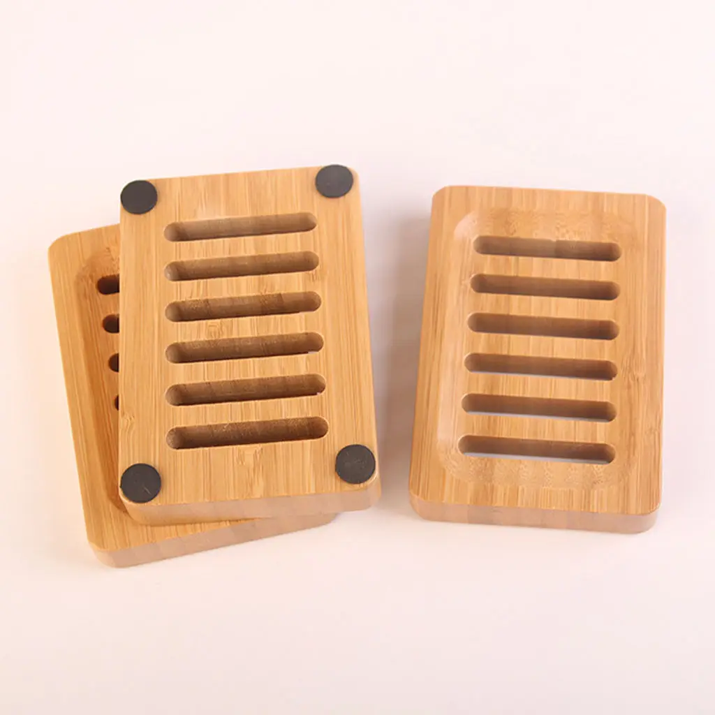 Bamboo Soap Dish Rectangular Clean Wooden Container Natural Color Sponge Holder for RV Bathtub Countertop Sinks Outdoor | Дом и сад