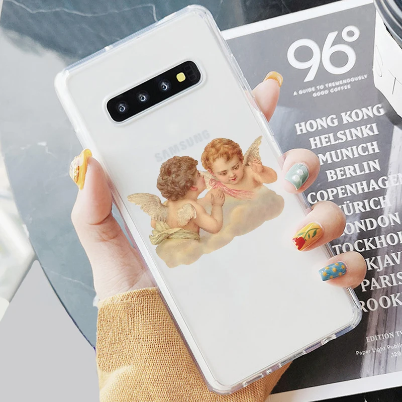Прозрачный мягкий чехол из ТПУ с ангелами эпохи Возрождения для Samsung S6 S7 Edeg S8 S9 Plus