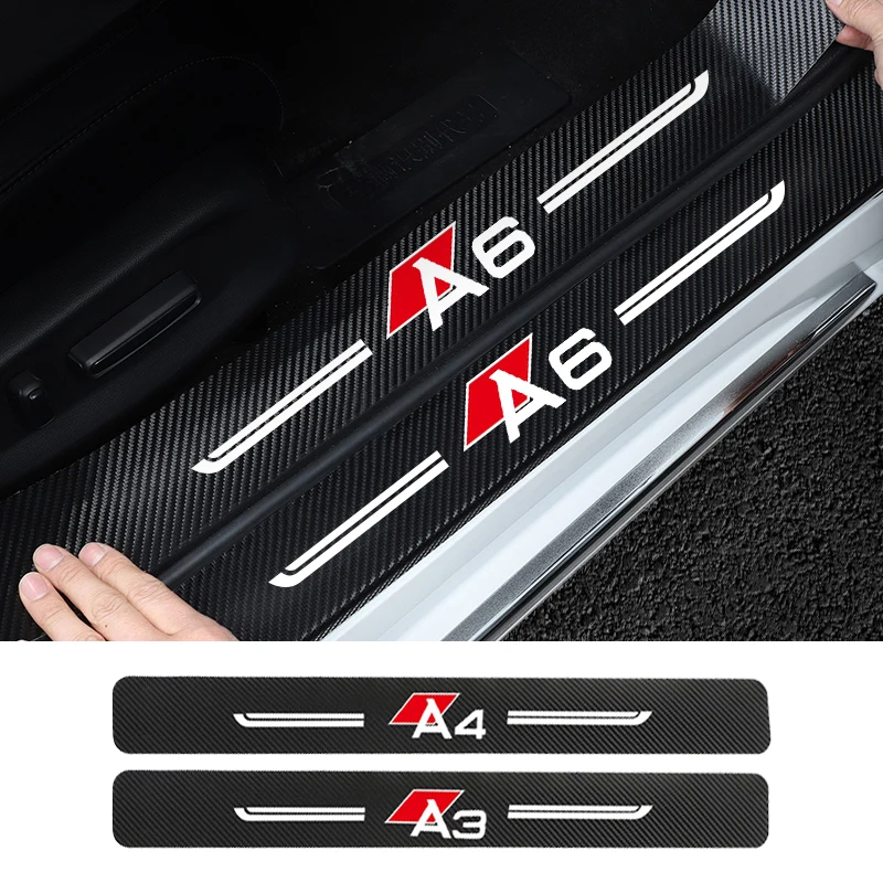 3D 4 шт. автомобильный порог наклейки для Audi A3 8P 8V A4 B8 B6 A6 A7 C6 C5 Q2 Q3 Q5 Q7 Q8 TT TTS