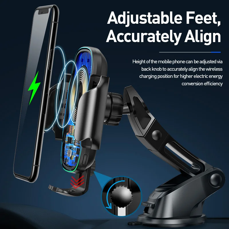 baseus wireless car charger for iphone 13 light electric 2 in 1 wireless charger 15w car phone holder for huawei samsung xiaomi free global shipping