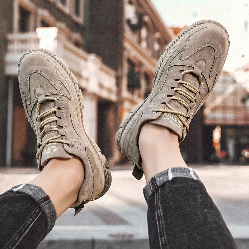 Мужская Удобная нескользящая обувь Уличные дышащие кроссовки на шнуровке