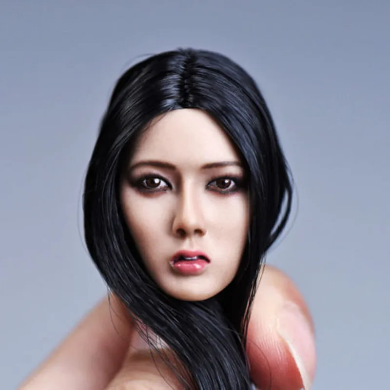 

YMTOYS 1/6 Scale Asia Girl Head Sculpt Carved Model Black Long Hair Fit For 12'' 12inch Female Action Figure Body Dolls Gifts