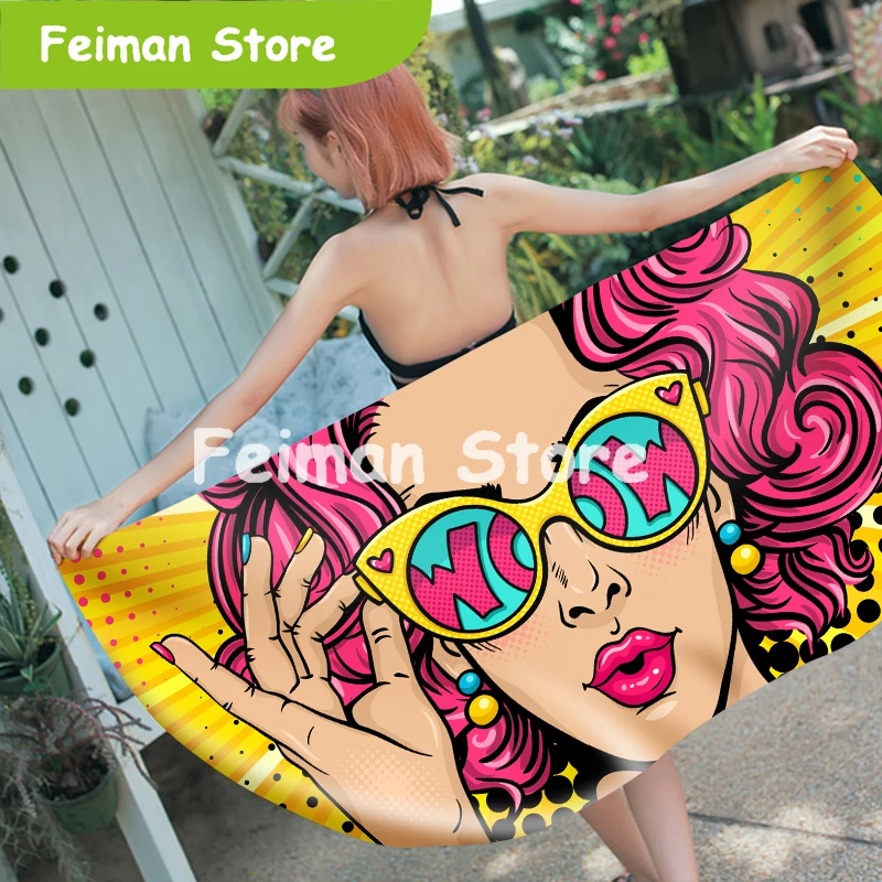 3D Печатный персонаж Экспрессия микрофибры прямоугольное пляжное полотенце для
