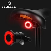 peaches intelligent bicycle tail light auto startstop smart brake induction taillight mountain road bike cycling rear light new