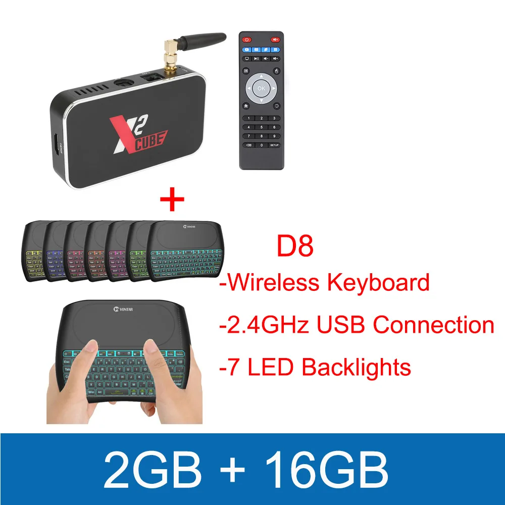 X2 PRO X2 cube Android9.0 Смарт ТВ приставка Amlogic S905X2 2G 16G 4G DDR4 3 2G приставка 2,4G/5G WiFi 1000M 4K HD медиаплеер - Цвет: 2GB 16GB Add D8