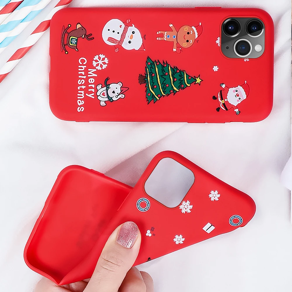 Мягкий ТПУ чехол для телефона iPhone 11 Pro Max XR XS X 8 7 Plus Merry Christmas santa claus Deer