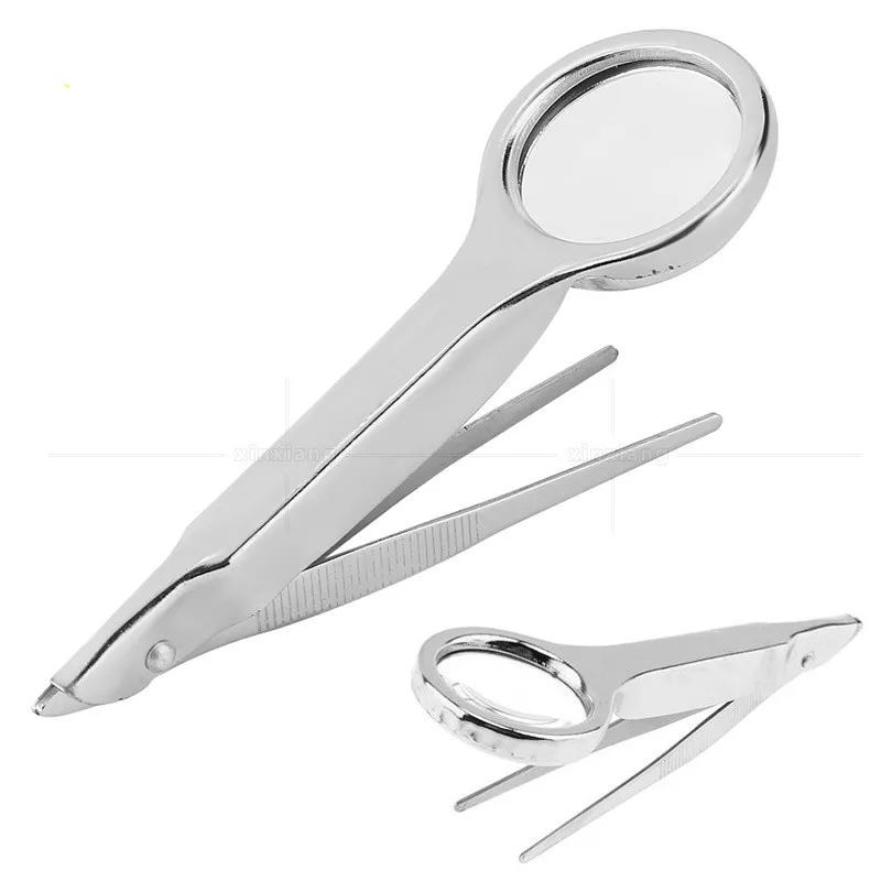 

10 times tweezers stainless steel multi-function clip portable handheld magnifying glass maintenance inspection