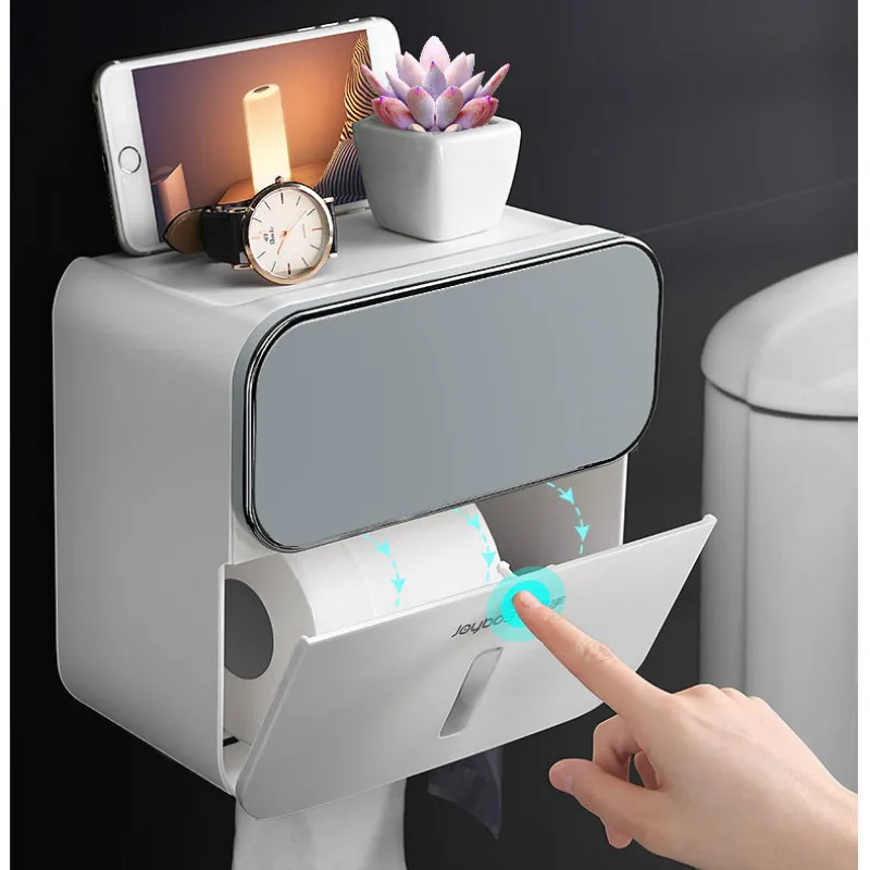 

Toilet Phone Tissue Holder Stand Organizer Wall Rolling Tray Toilet Paper Dispenser Tapety Na Sciane Bathroom Storage DE50CZH