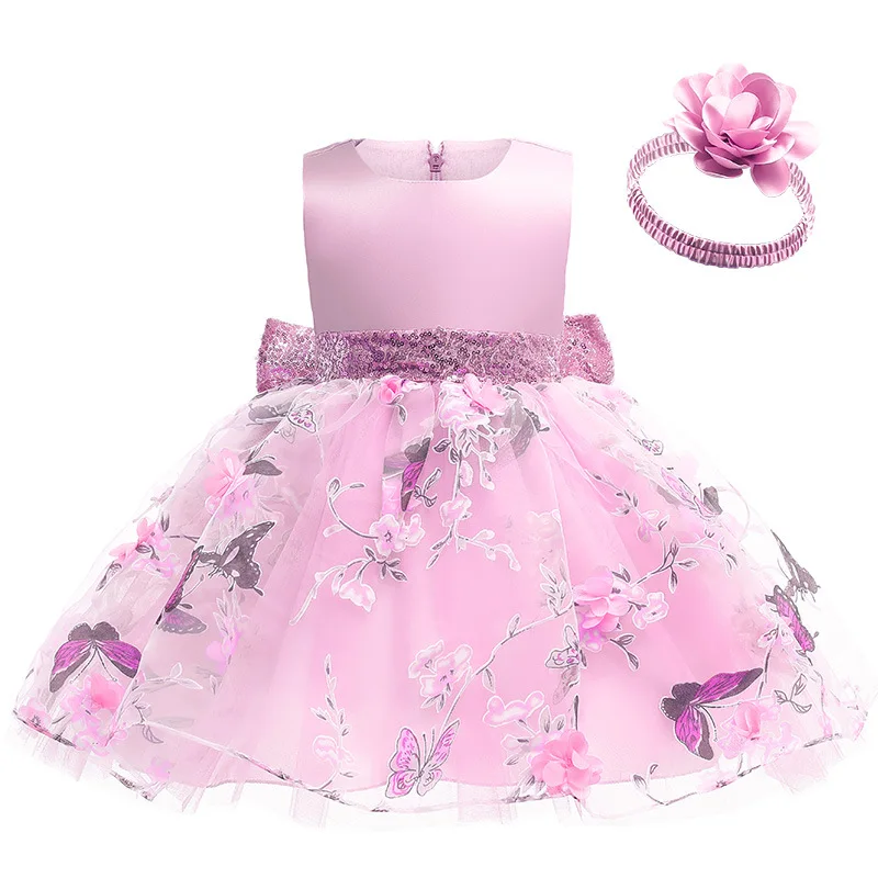 

Summer Baby Girl Dresses Party Wedding Girl Sequins Big Bow Flower Dress Infant Girl 1 Year Birthday Princess Vestidos